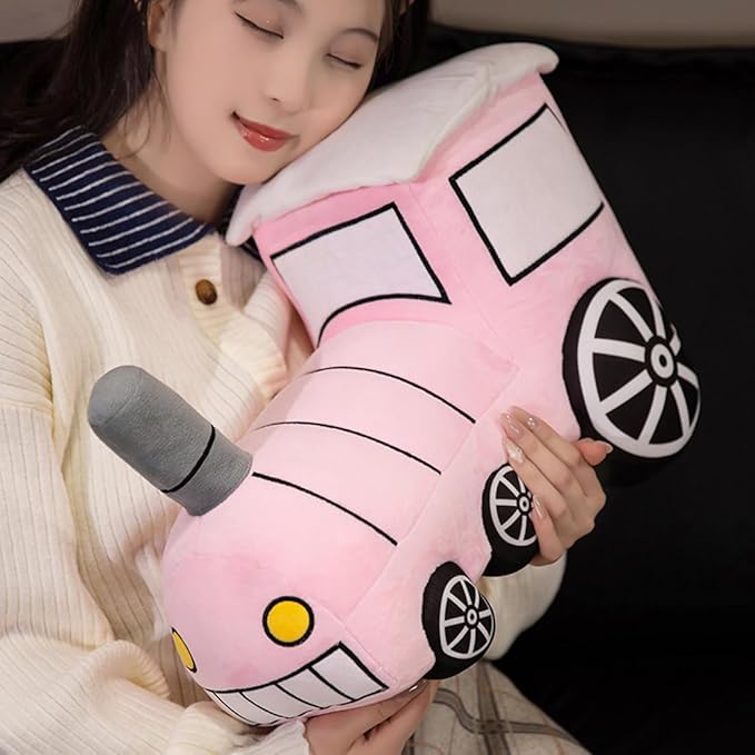 Pink Train Plush Pillow Soft Stuffed