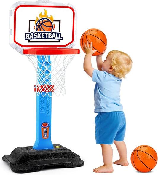 Toddler Basketball Hoop for Kids 1-3, Mini Adjustable Basketball Hoops Indoor with Balls Outdoor Pool Basketball Goal Sports Play