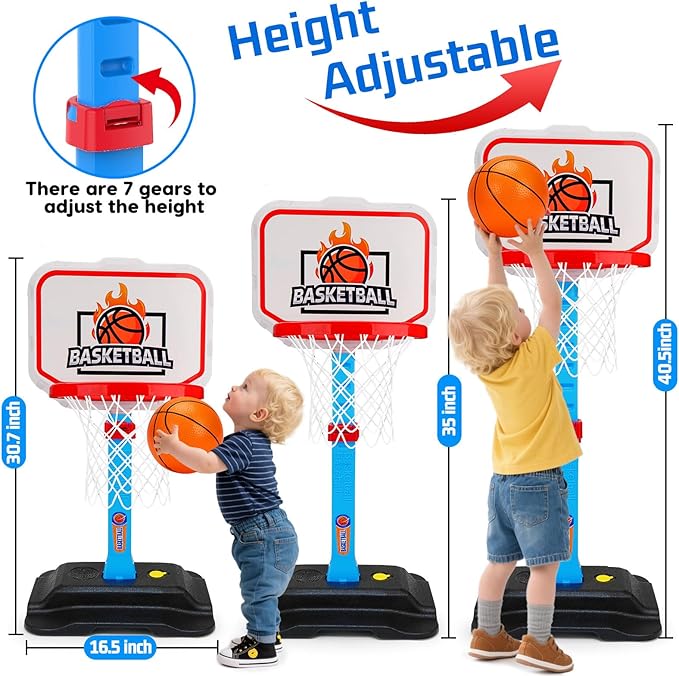 Toddler Basketball Hoop for Kids 1-3, Mini Adjustable Basketball Hoops Indoor with Balls Outdoor Pool Basketball Goal Sports Play