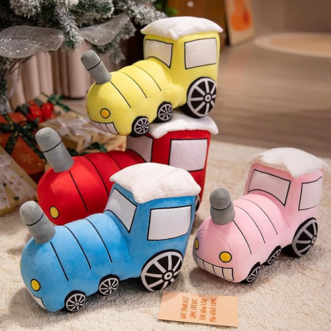 Pink Train Plush Pillow Soft Stuffed